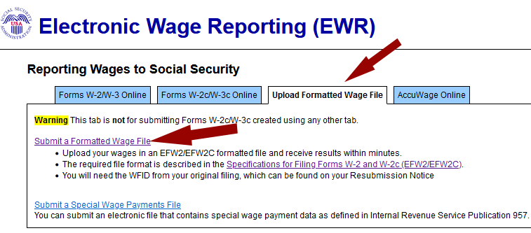 Upload Formatted Wage File